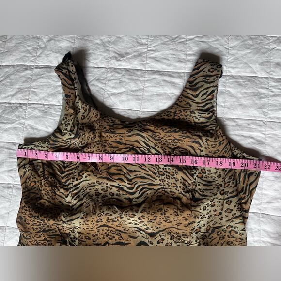 Vintage Tiger Leopard/Cheetah Print Crinkle Midi Dress Mobwife Maximalist -Large - Picture 8 of 11